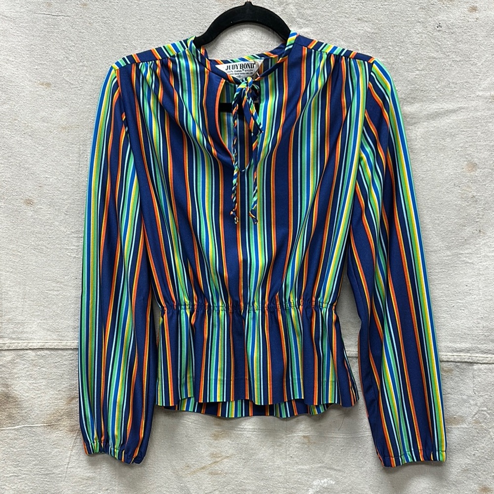 Vintage 1970s striped nylon blouse